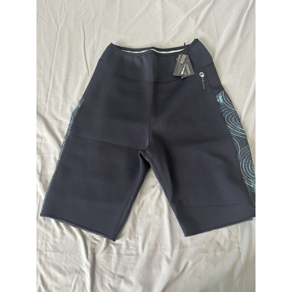 New Delfin Womens Black Heat Maximizing Workout Capri Pants Neoprene XXL
